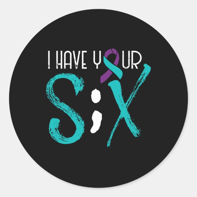 Prevention Awareness Semicolon Six Support  Classic Round Sticker (Front)