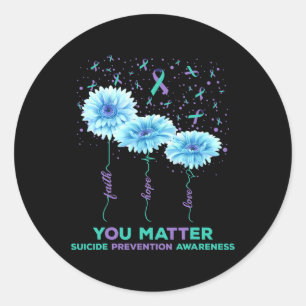 Prevention Awareness Sunflower Ribbon You Problem Classic Round Sticker