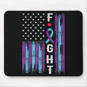Prevention Awareness Teal Purple Ribbon Matter Mouse Pad