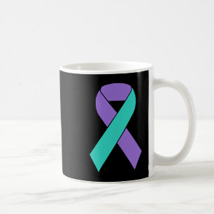 Prevention Awareness Teal Purple Ribbon Women Men Coffee Mug