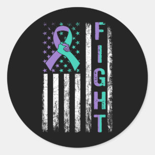 Prevention Awareness Teal Purple Usa Flag You Prob Classic Round Sticker