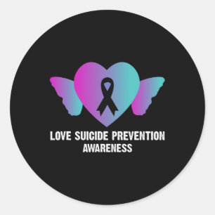 Prevention Awareness Teal Ribbon And Butterfly Gif Classic Round Sticker