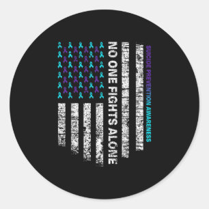 Prevention awareness week shirt ribbon american classic round sticker
