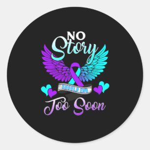 Prevention No Story Should End Teal And Purple Rib Classic Round Sticker