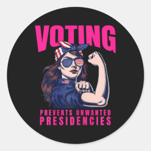 Prevents Unwanted Presidencies Funny Kamala Harris Classic Round Sticker