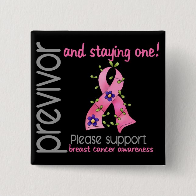 Previvor 9 Breast Cancer 15 Cm Square Badge (Front)