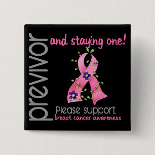 Previvor 9 Breast Cancer 15 Cm Square Badge
