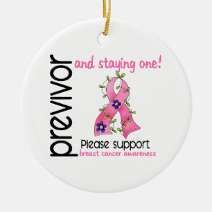 Previvor 9 Breast Cancer Ceramic Tree Decoration