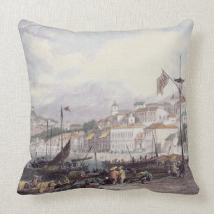 Pria Grande, Macao, c.1850 (colour litho) Cushion