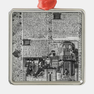 Priam watching the reconstruction of Troy Metal Ornament