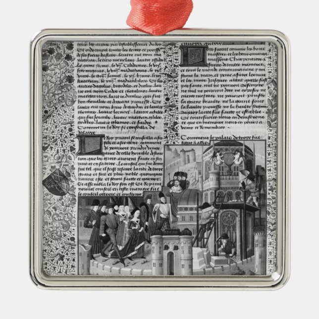 Priam watching the reconstruction of Troy Metal Ornament (Front)