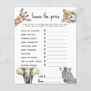 Price Guess Game - safari baby shower activity