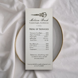 Price List   Antique Scissor Vintage Beauty Salon Rack Card
