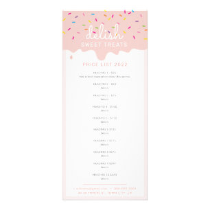PRICE LIST bakery cake frosting drip blush Rack Card
