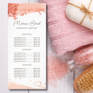 Price List   Beauty Salon Hair and Makeup Rack Card
