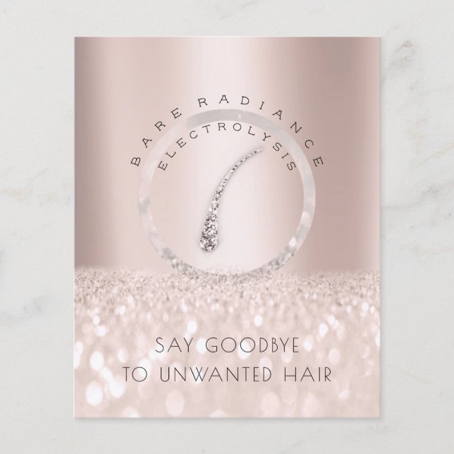 Price List Beauty Salon Rose Glitter Electrolysis Flyer (Front)