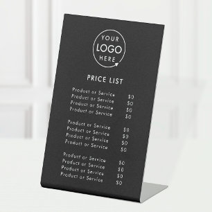 Price List   Black Business Logo Modern Simple Pedestal Sign