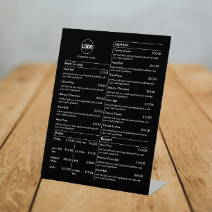 Price List   Black Business Menu Modern Pedestal Sign
