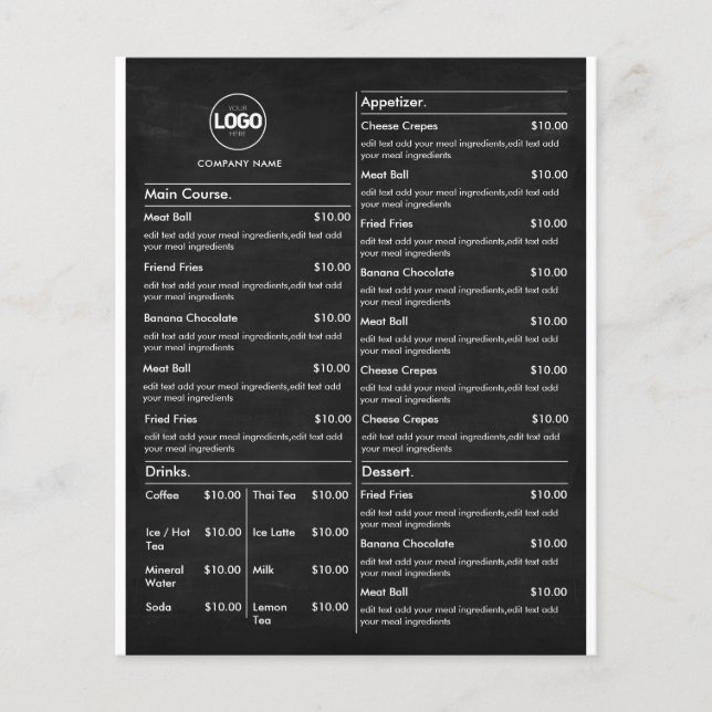 Price List | Black Chalkboard Business Menu Modern (Front)