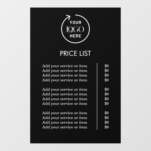Price List | Black Logo Business Professional (Sheet)