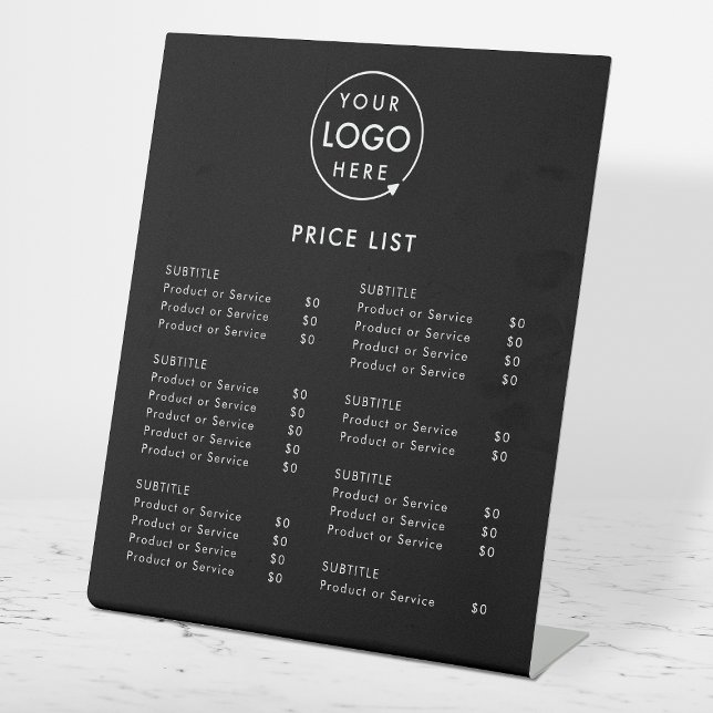 Price List |  Black Logo Business Professional Pedestal Sign (Creator Uploaded)