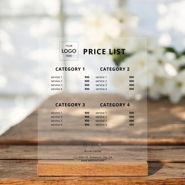 Price List Business Logo Acrylic Acrylic Sign (Creator Uploaded)