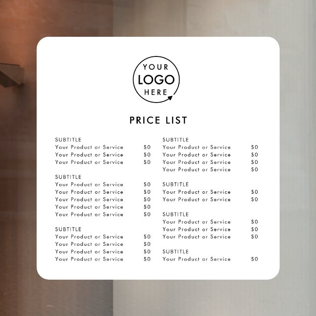 Price List | Business Logo Modern Minimalist White (Creator Uploaded)