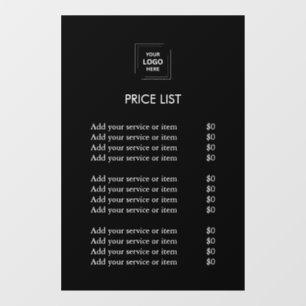 Price List   Custom Black Business Logo