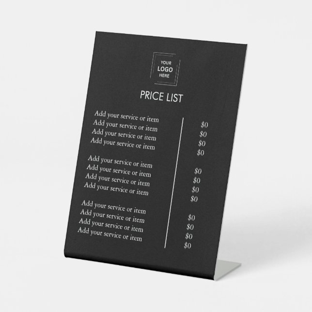 Price List |Custom Logo Black Business Pedestal Sign (Front)