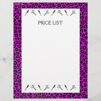Price list for hairdressing salon flyer