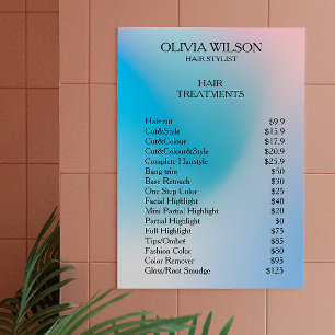Price List Holographic Iridescent Design Nail Tech Poster