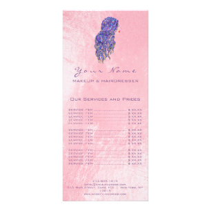 Price List Lashes Hairdresser Makeup Mermaid Pink Rack Card