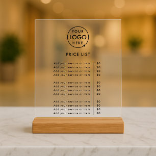 Price List   Logo Business Modern Professional Acrylic Sign