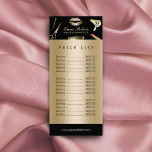 Price List Makeup Artist Gold Foil Beauty Salon Rack Card