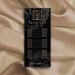 Price List Makeup & Hair Stylist Dark Floral Rack Card