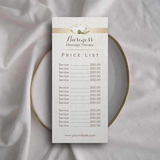 Price List | Massage Therapy Elegant Lotus Salon Rack Card (Creator Uploaded)
