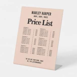 Price List Modern Chic Bold Simple Business Menu Pedestal Sign