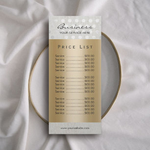 Price List Modern Silver Dots Gold Salon Spa Rack Card