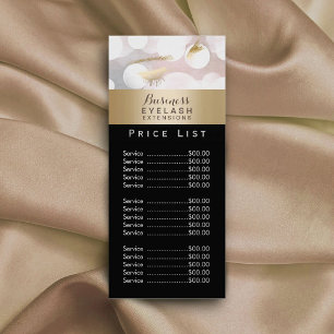 Price List   Modern Silver Gold Eyelash Extensions Rack Card