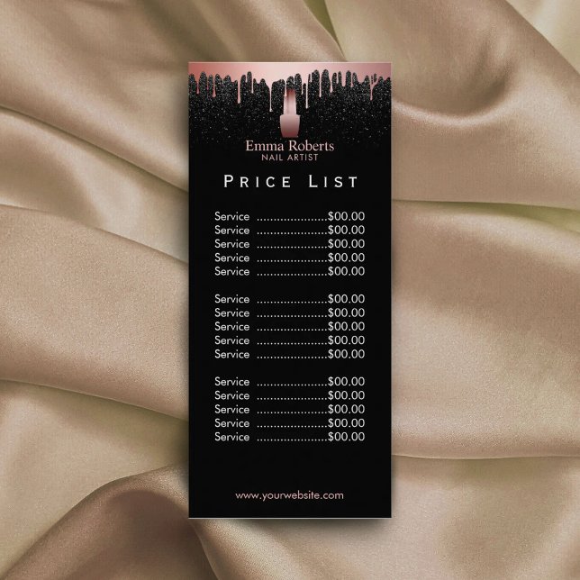 Price List | Nail Salon Makeup Artist Rose Gold Rack Card (Creator Uploaded)