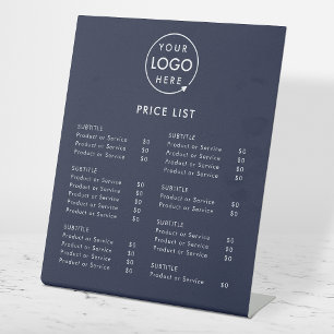 Price List Navy Blue Logo Business Professional Pedestal Sign