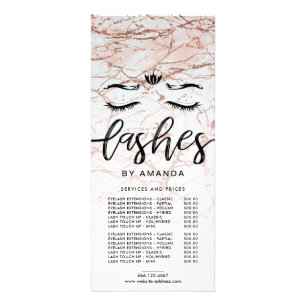 Price List Rose Gold Lashes Rack Card