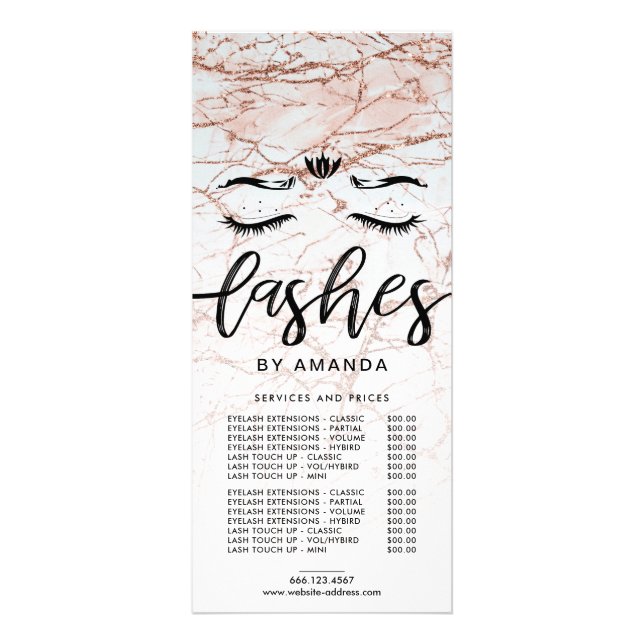 Price List Rose Gold  Lashes Rack Card (Front)