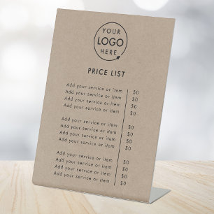Price List   Rustic Kraft Logo Business Modern Pedestal Sign