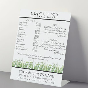Price list service garden & lawn care pedestal sign