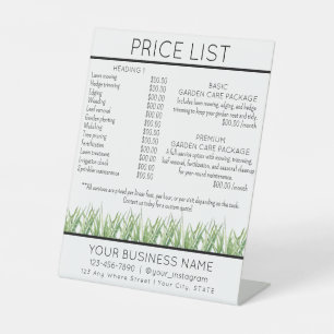 Price list service garden & lawn care pedestal sign