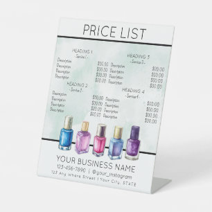 Price list service menu Nail salon nailpolish Pedestal Sign