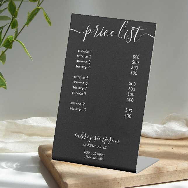 Price List Service Script Black Pedestal Sign (Creator Uploaded)
