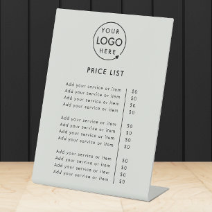 Price List Silver Grey Logo Modern Professional Pedestal Sign