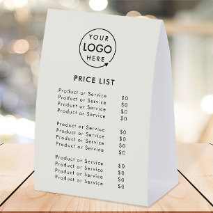 Price List Table Tent 4x6 Tabletop Paper Sign